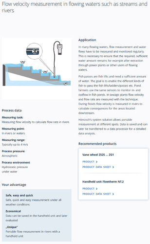 Höntzsch-溪流和河水中的流速测量